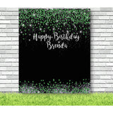 Personalized Green and Silver Glitter Backdrop - iJay Backdrops