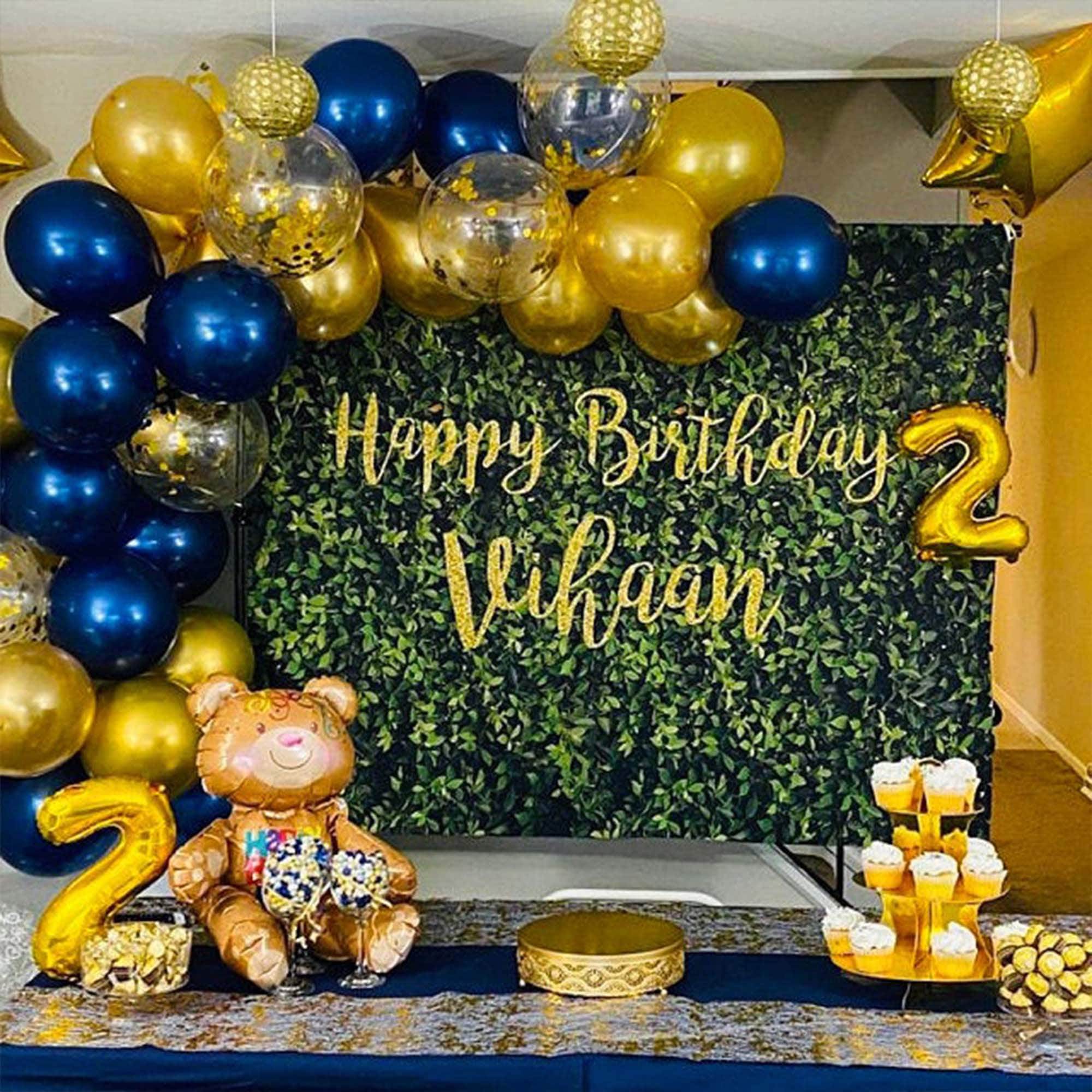 Artificial Grass Wall Birthday Backdrop with Gold Letters - iJay Backdrops