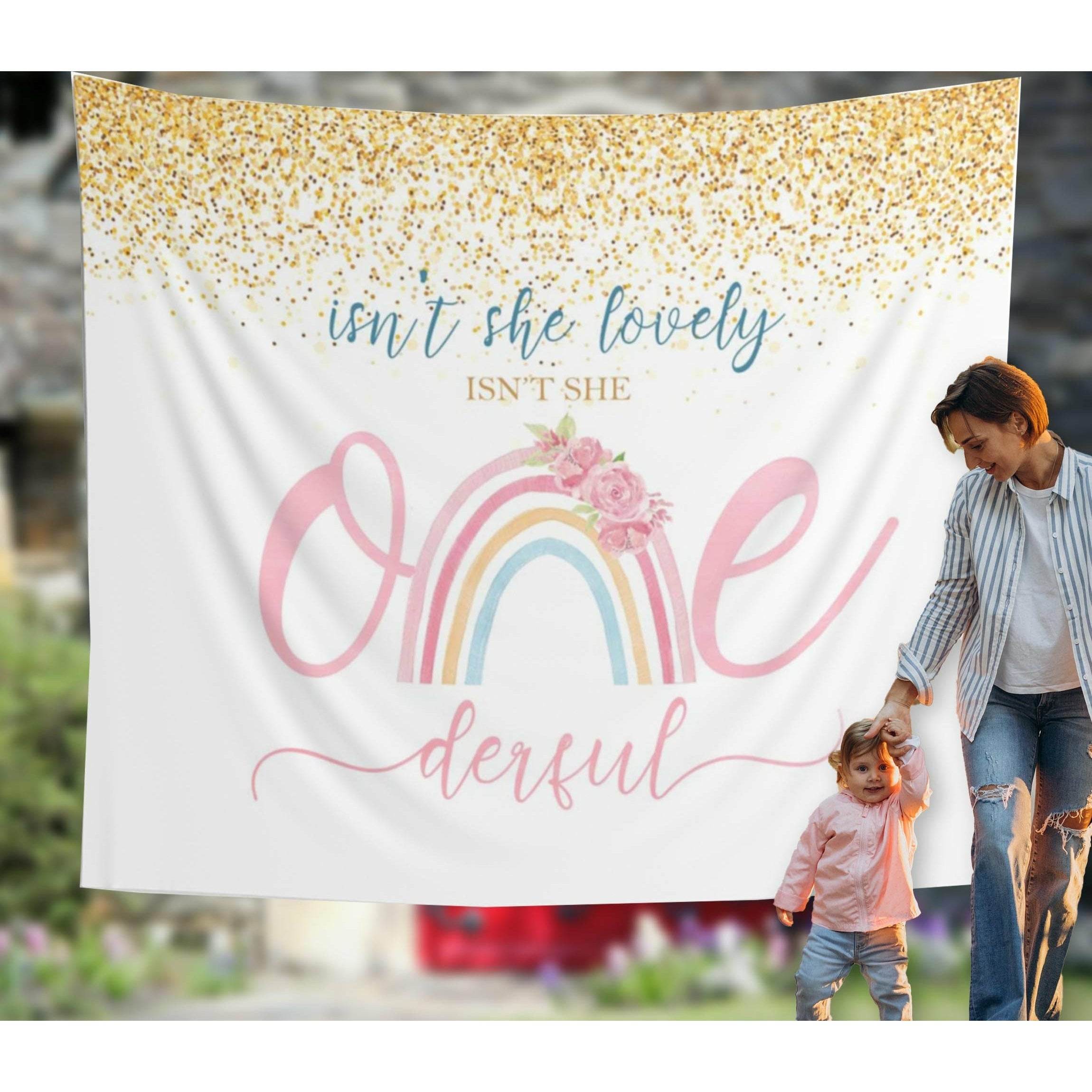 Rainbow First Birthday Backdrop - iJay Backdrops