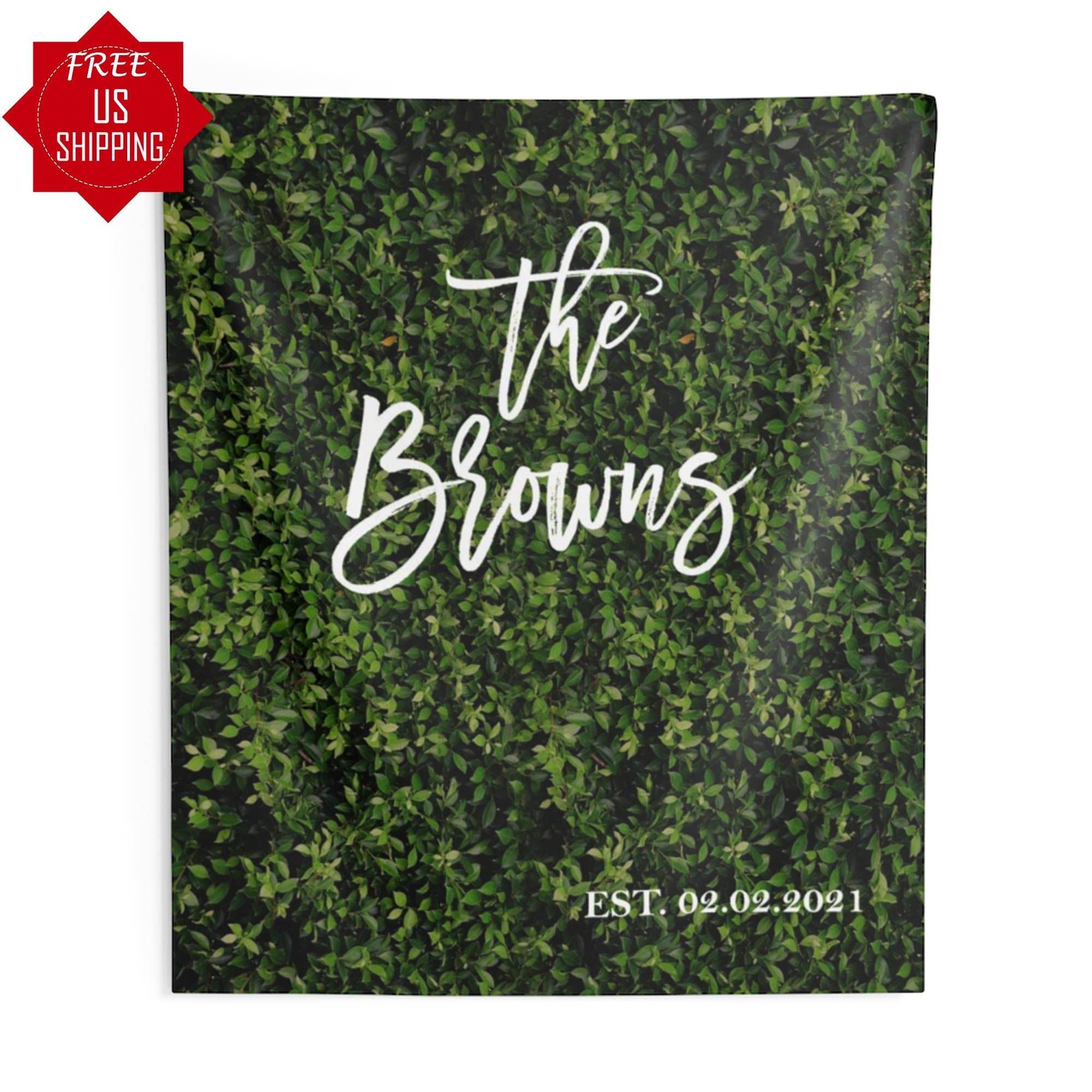 Custom Name Fabric Grass Wall Wedding Backdrop - iJay Backdrops