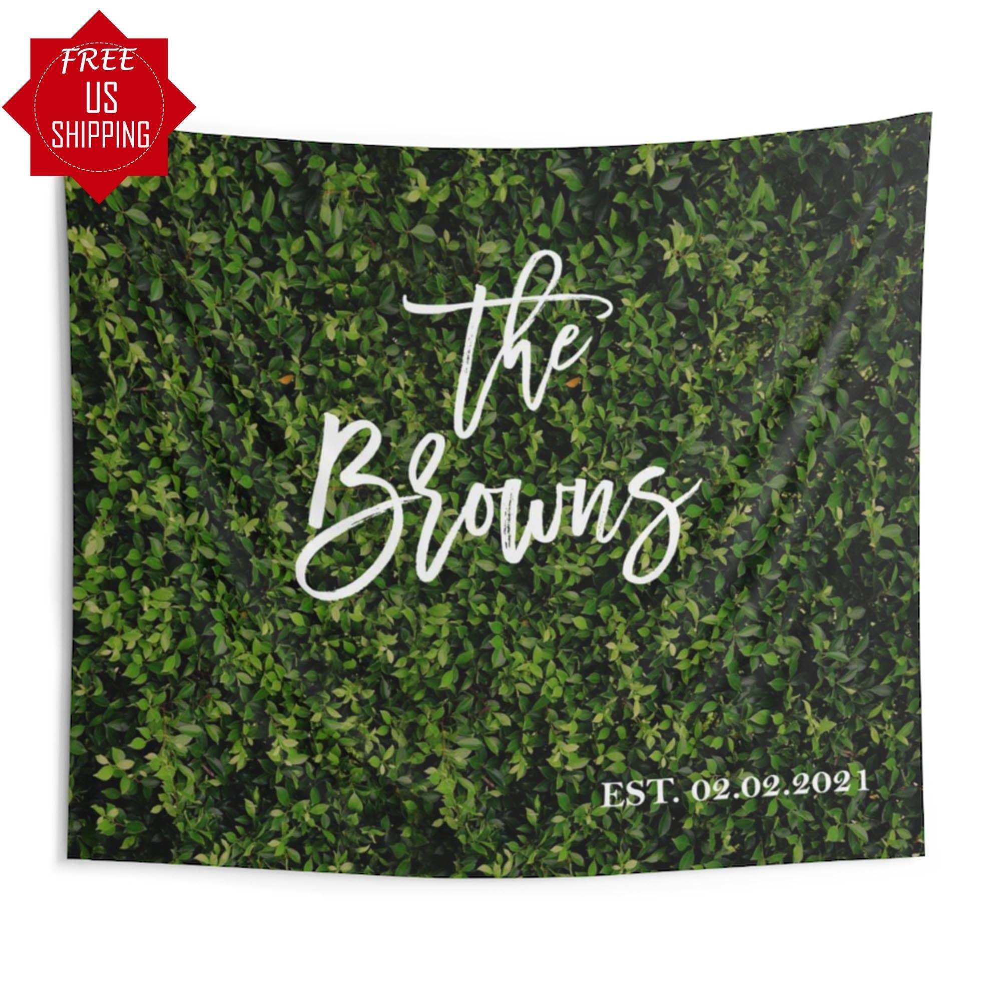 Custom Name Fabric Grass Wall Wedding Backdrop - iJay Backdrops