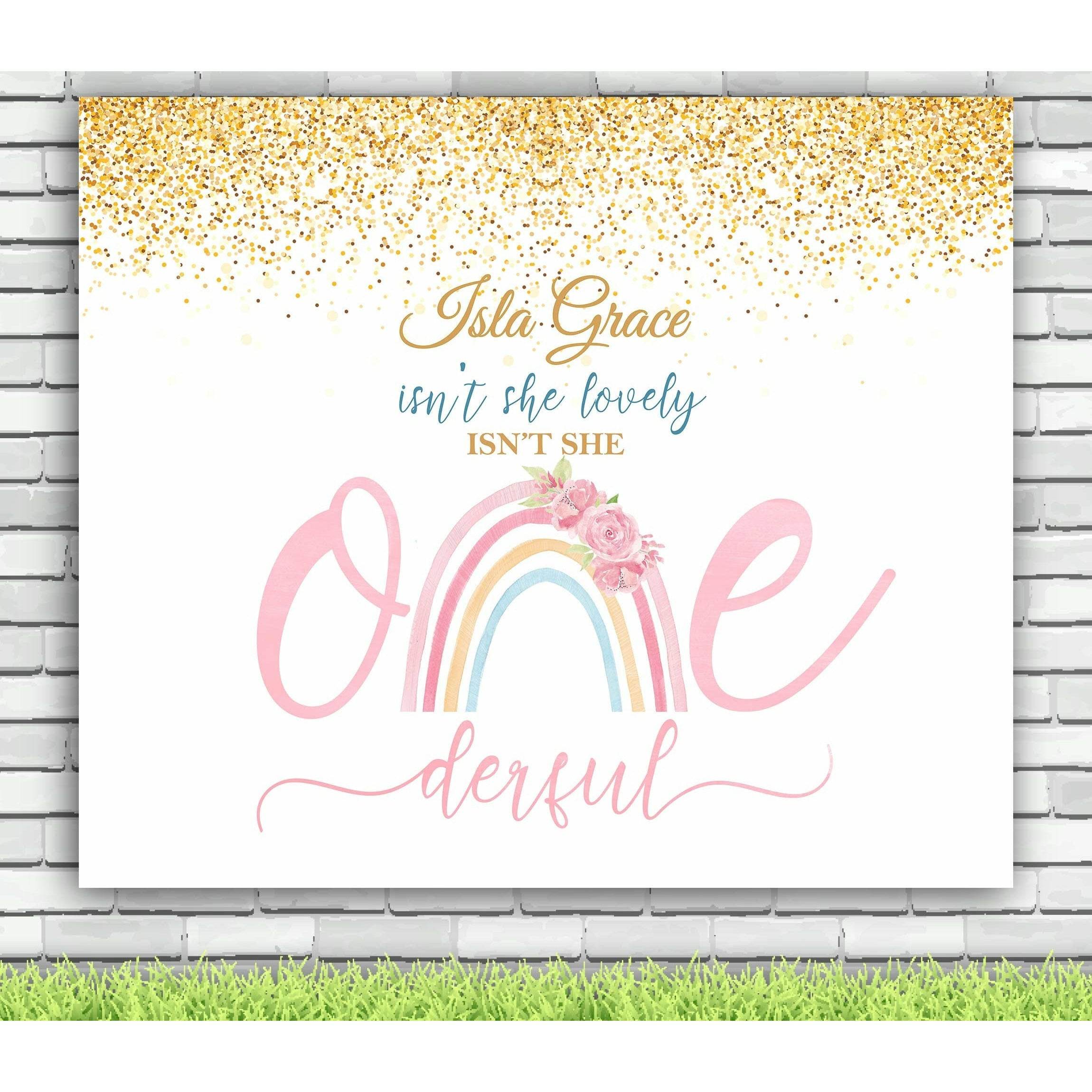 Rainbow First Birthday Backdrop - iJay Backdrops