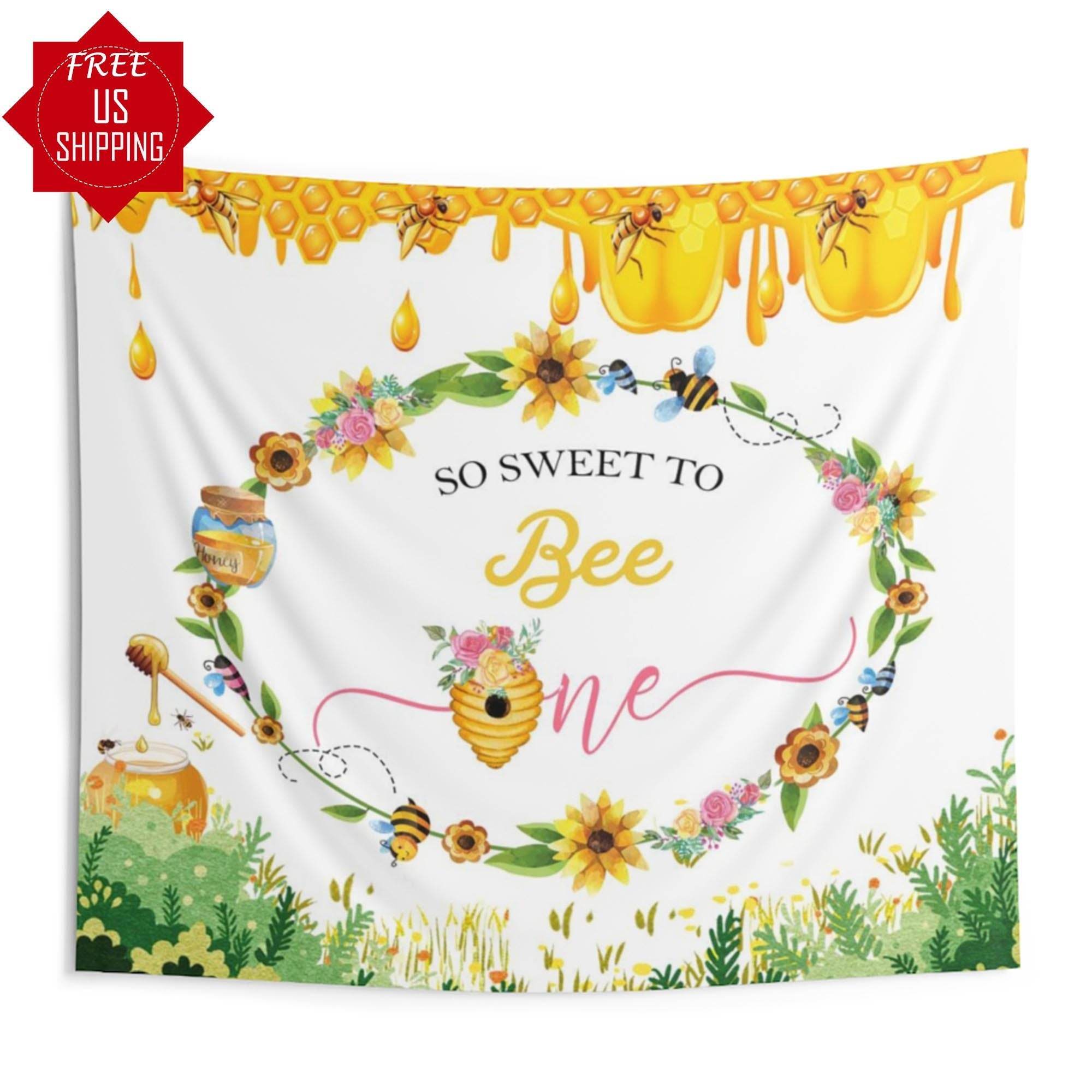 First Bee Day Party Backdrop for Girls - iJay Backdrops