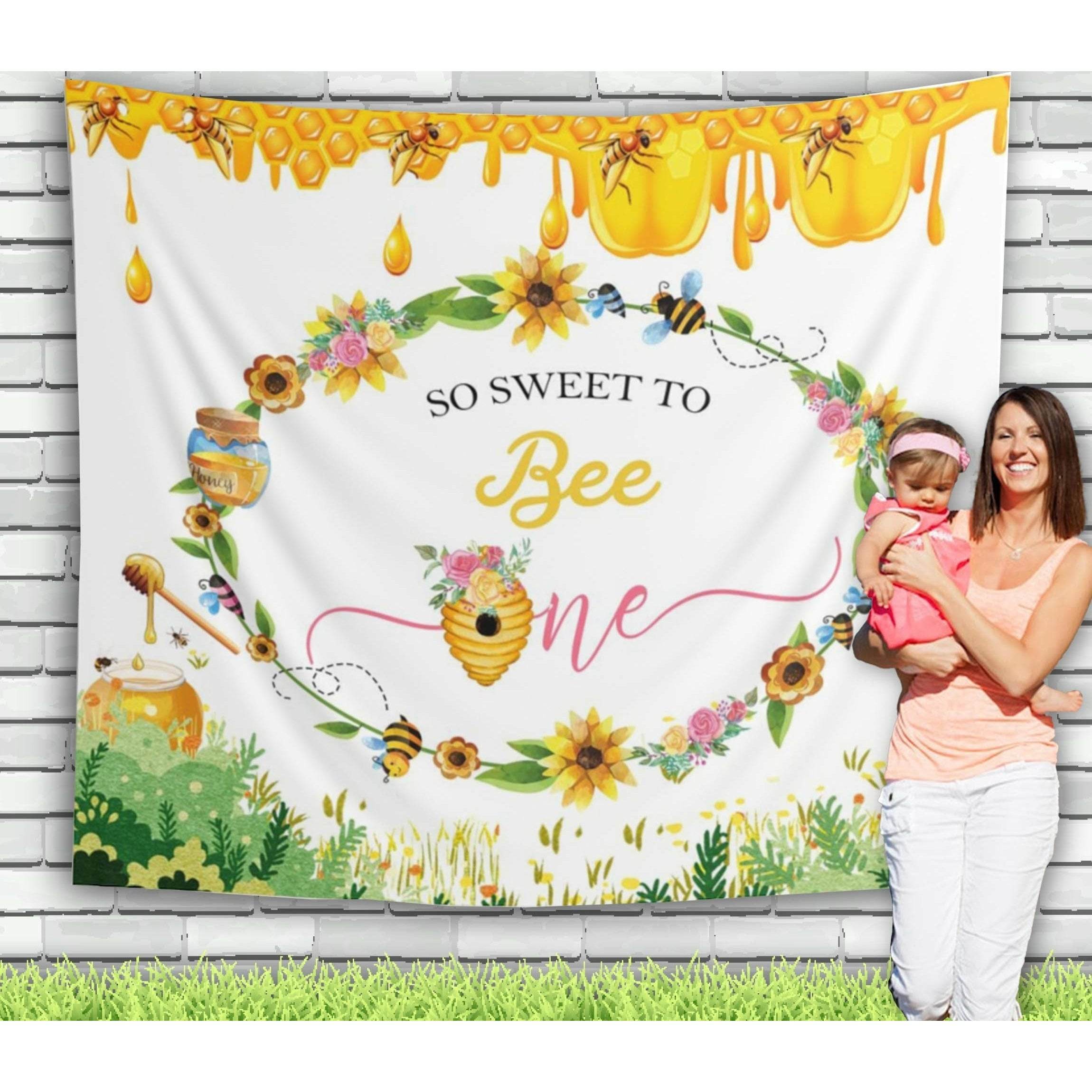 First Bee Day Party Backdrop for Girls - iJay Backdrops