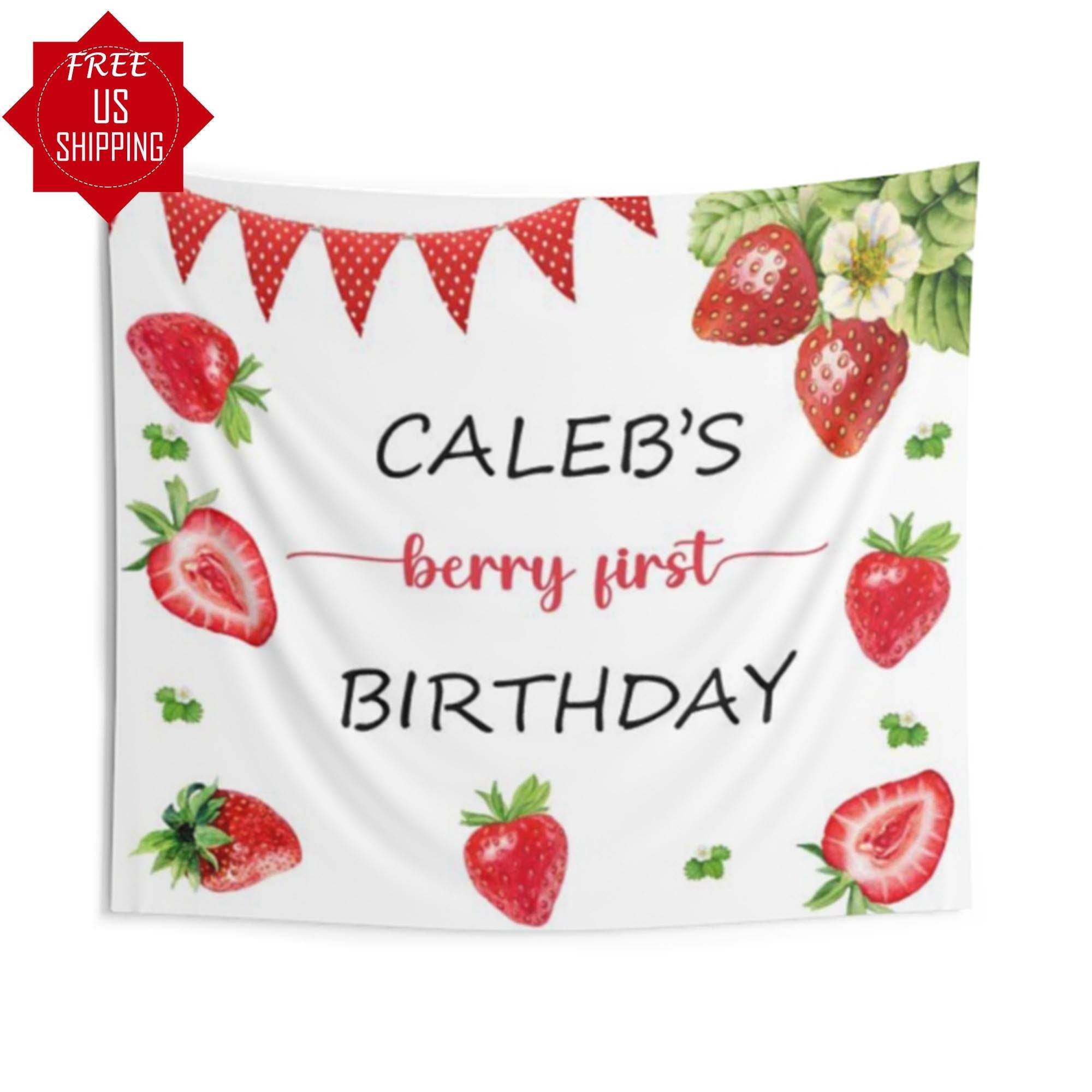 Berry First, Strawberry Birthday Backdrop - iJay Backdrops