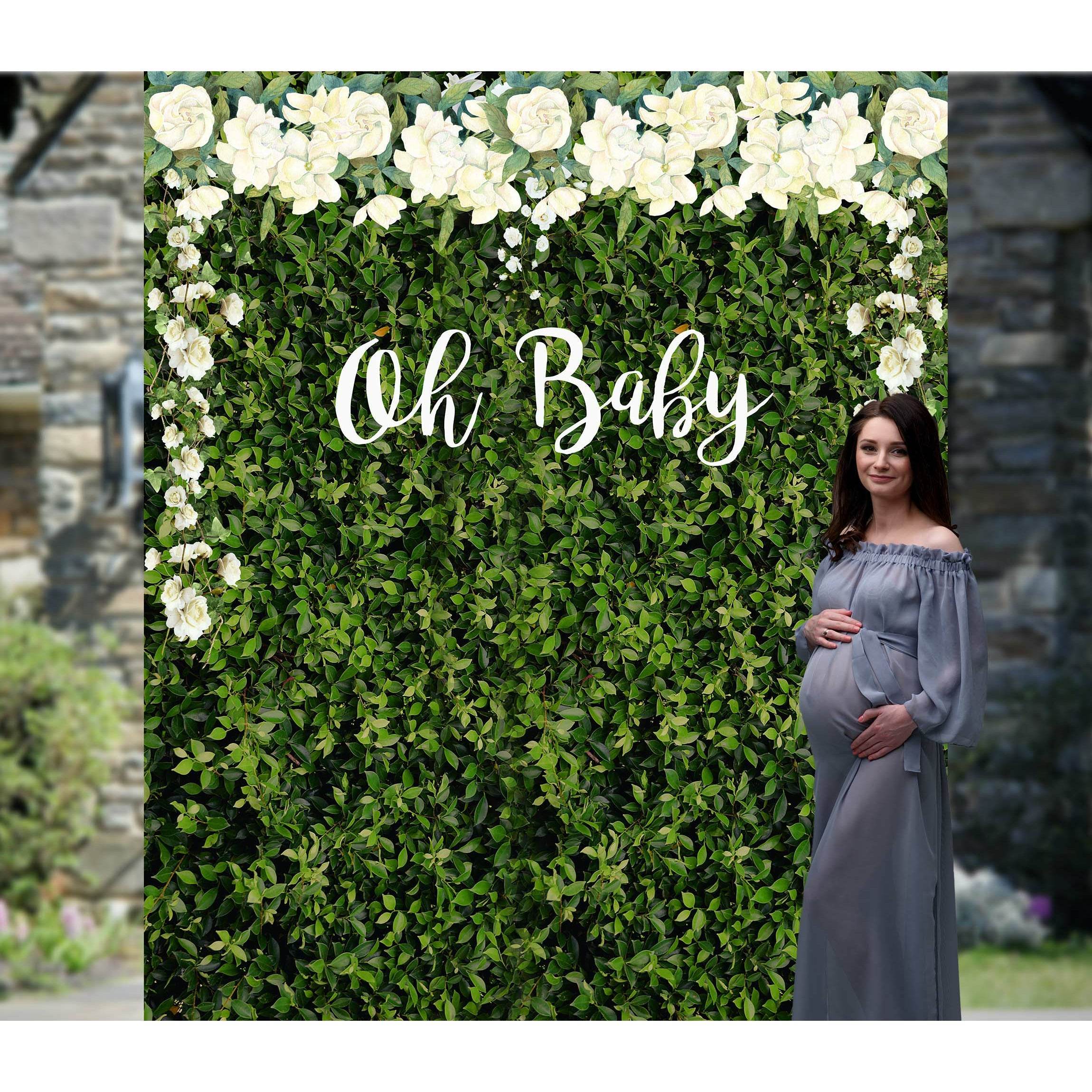 Fabric Grass Wall Baby Shower Backdrop - Oh Baby - iJay Backdrops