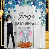 Personalized Baby elephant backdrop for Baby Shower