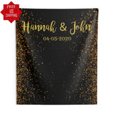 Black and Gold Wedding Backdrop With Glitters - iJay Backdrops
