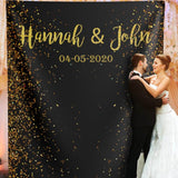 Black and Gold Wedding Backdrop With Glitters - iJay Backdrops