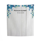 Personalized Rustic Blue Floral Wedding Backdrop - iJay Backdrops