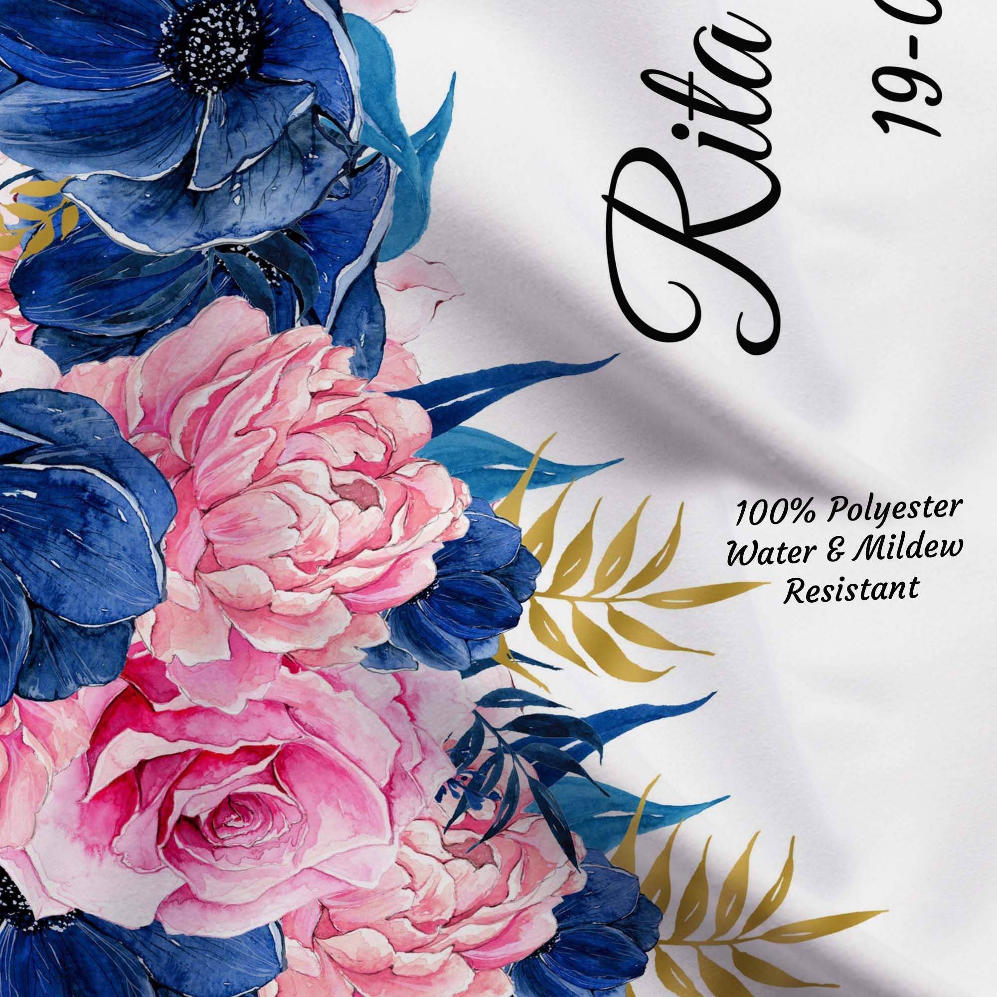 Personalized Blue, Pink Floral Wedding Backdrop - iJay Backdrops