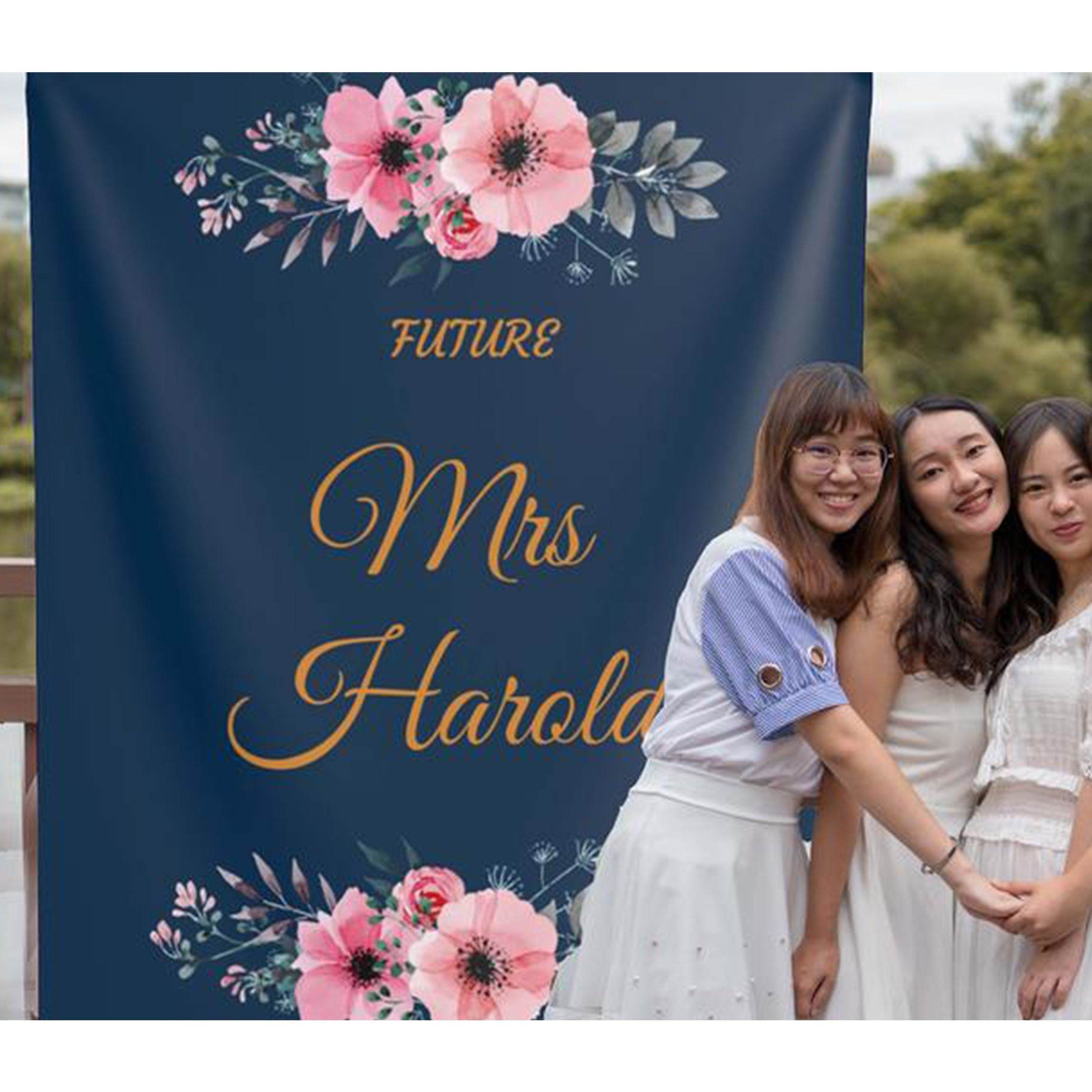 Navy and Pink Future Mrs Backdrop - iJay Backdrops