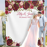 Burgundy and White Backdrop for Wedding Reception