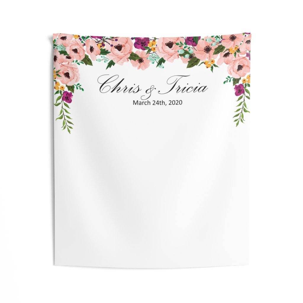 Personalized Floral Wedding Photo Backdrop - iJay Backdrops