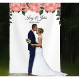 Personalized Floral Wedding Backdrop For Reception / Peach Backdrop - iJay Backdrops