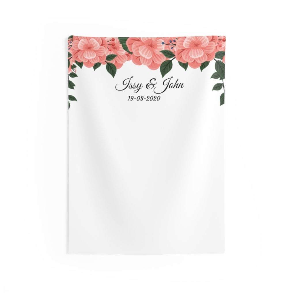Personalized Floral Wedding Backdrop For Reception / Peach Backdrop - iJay Backdrops