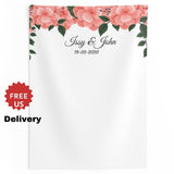 Personalized Floral Wedding Backdrop For Reception / Peach Backdrop - iJay Backdrops