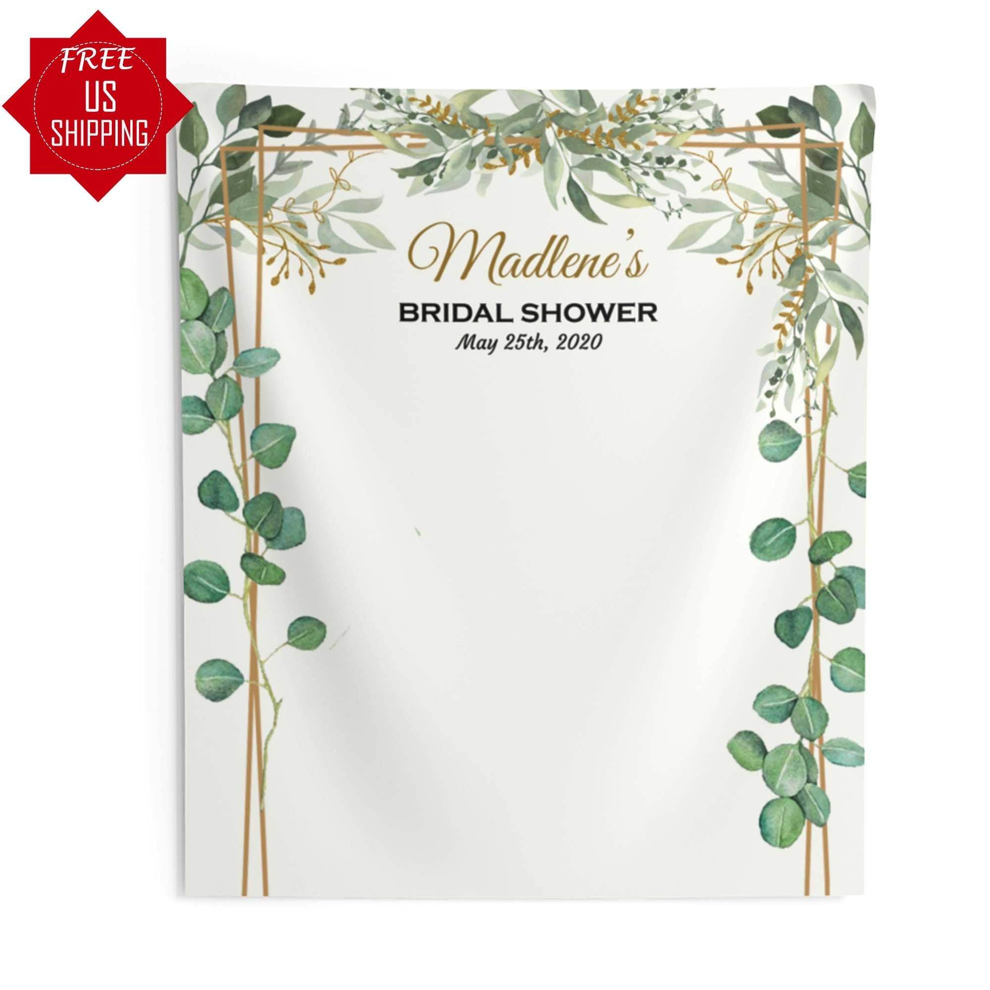 Personalized Greenery Bridal Shower Backdrop - iJay Backdrops
