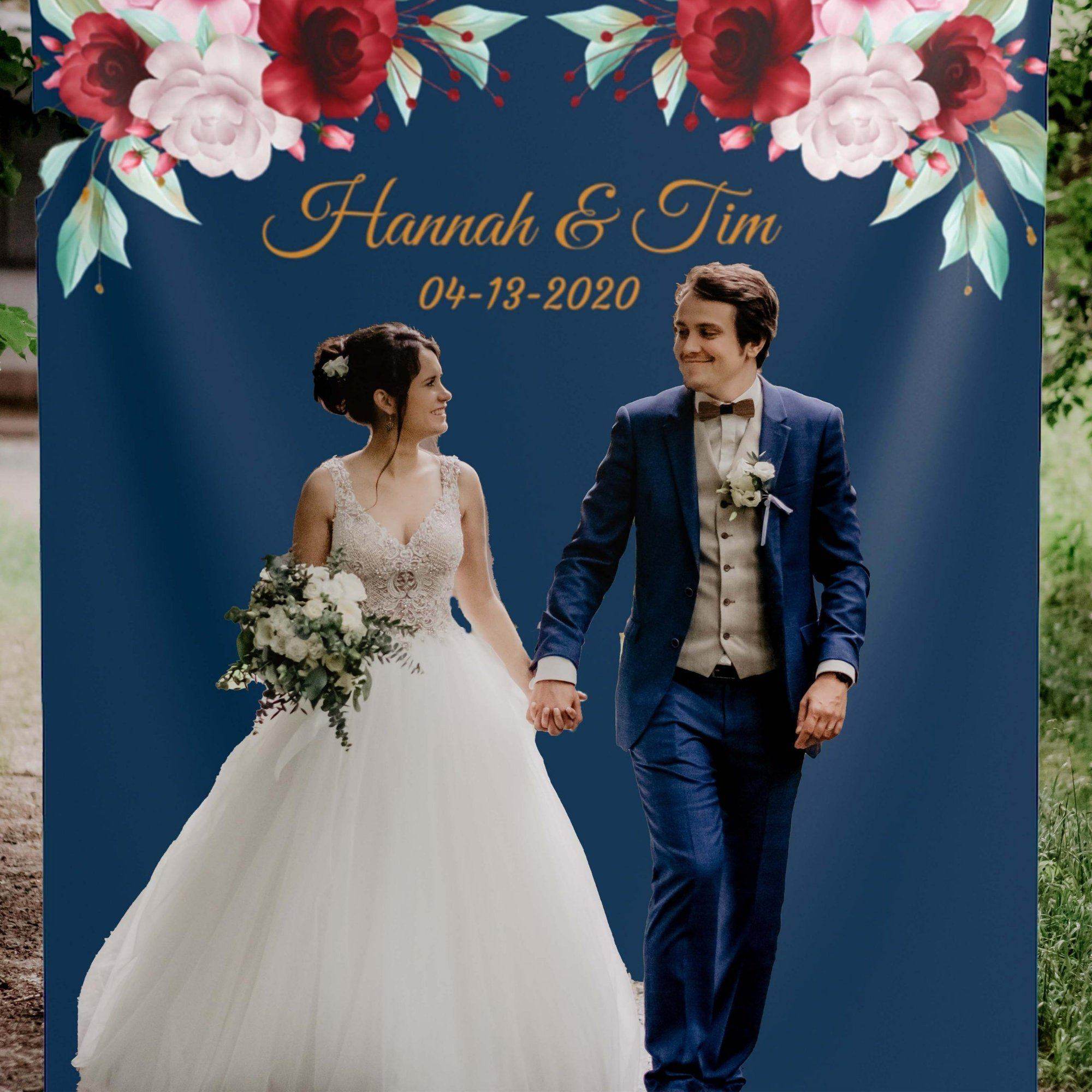 Navy Burgundy Wedding Backdrop - iJay Backdrops