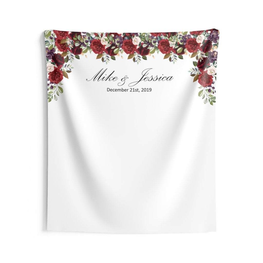 Personalized Red Floral Wedding Backdrop For Reception - Shop Now - iJay Backdrops
