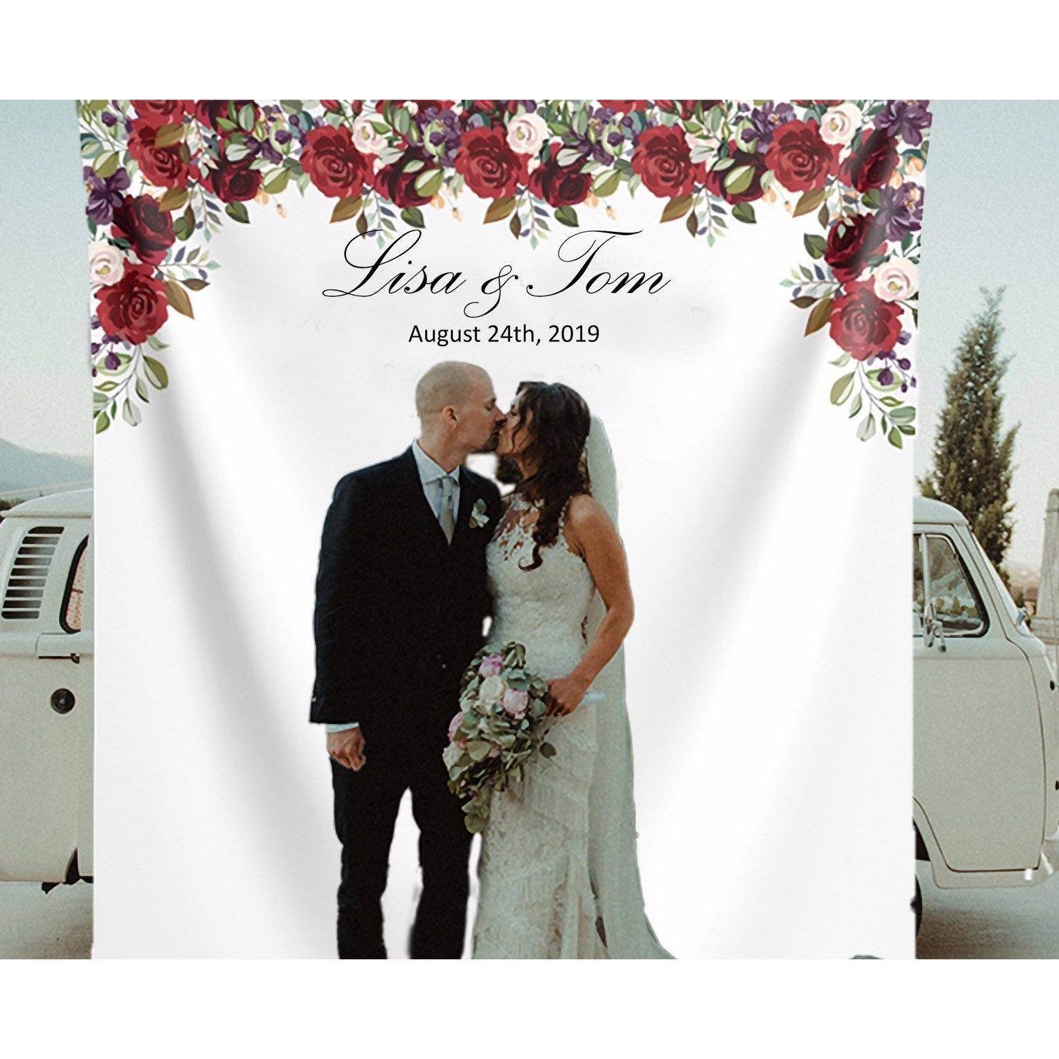 Personalized Red Floral Wedding Backdrop For Reception - Shop Now - iJay Backdrops