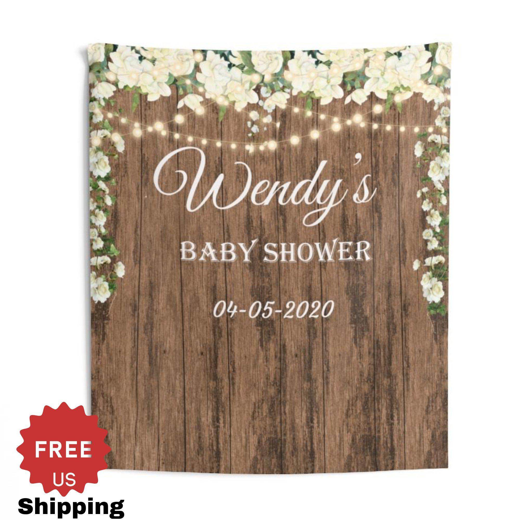 Personalized Rustic baby shower backdrop - iJay Backdrops