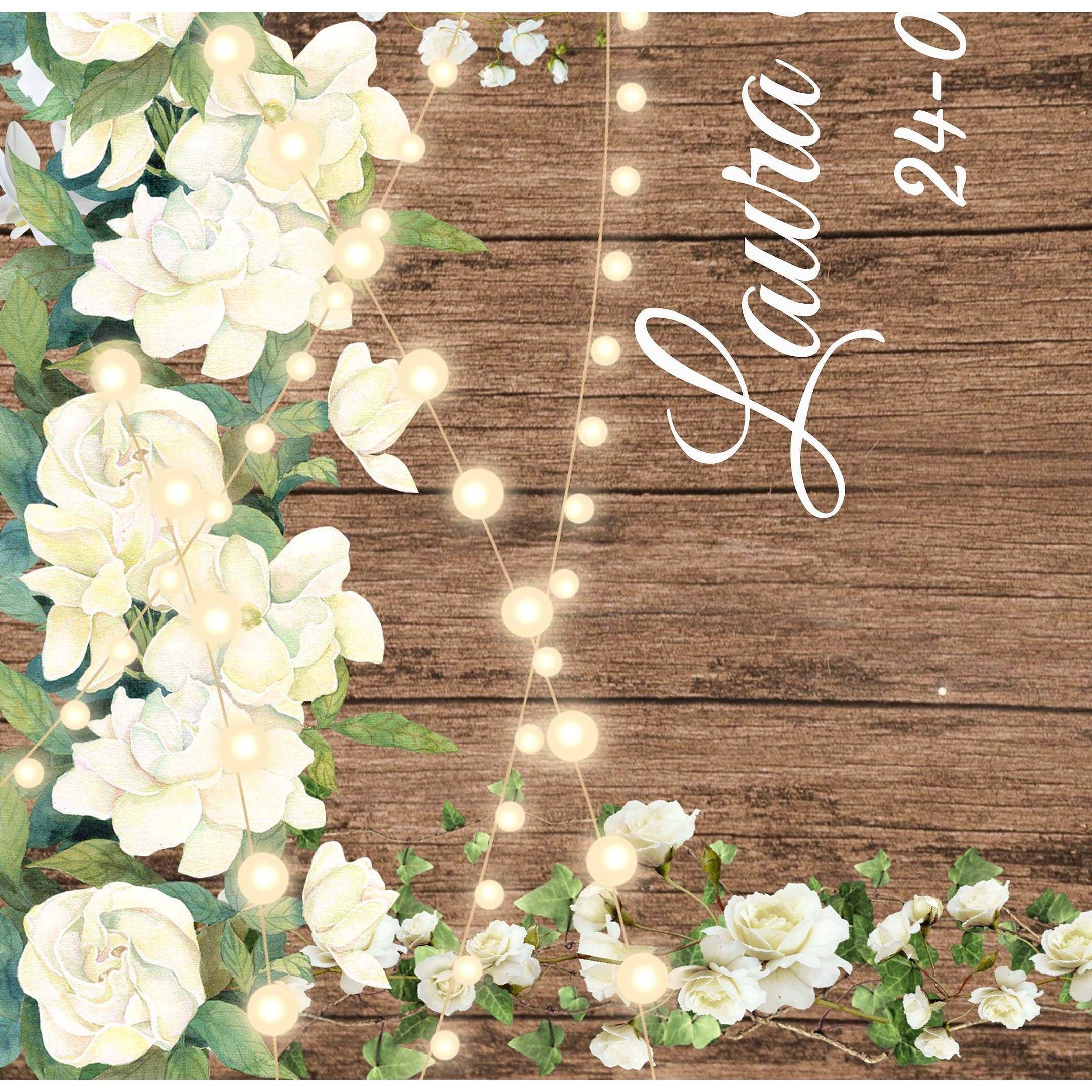 Personalized Rustic Bridal Shower Photobooth Backdrop with Lights - iJay Backdrops
