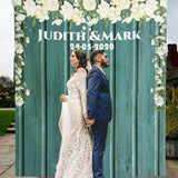 Personalized Rustic Green Backdrop for Wedding Reception