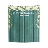 Personalized Rustic Green Backdrop for Wedding Reception - iJay Backdrops