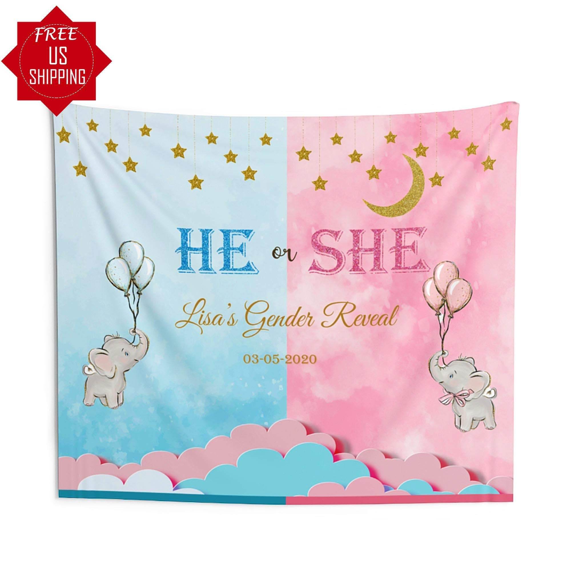Personalized Twinkle Twinkle Little Star Gender Reveal Backdrop - iJay Backdrops