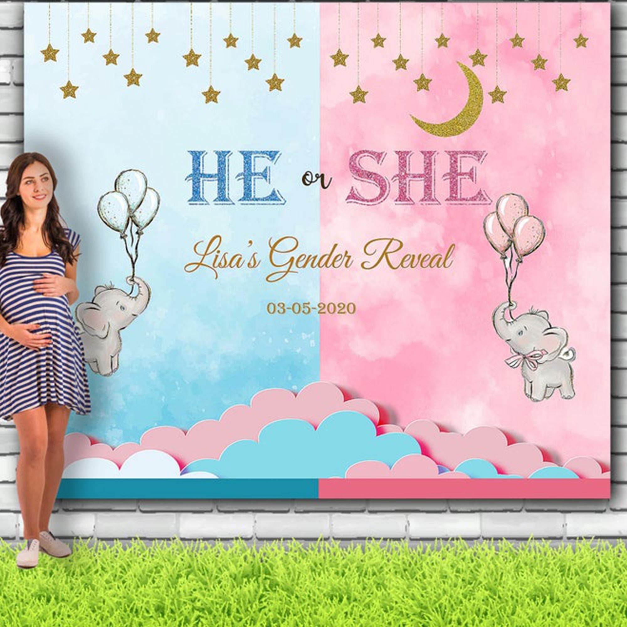 Personalized Twinkle Twinkle Little Star Gender Reveal Backdrop - iJay Backdrops