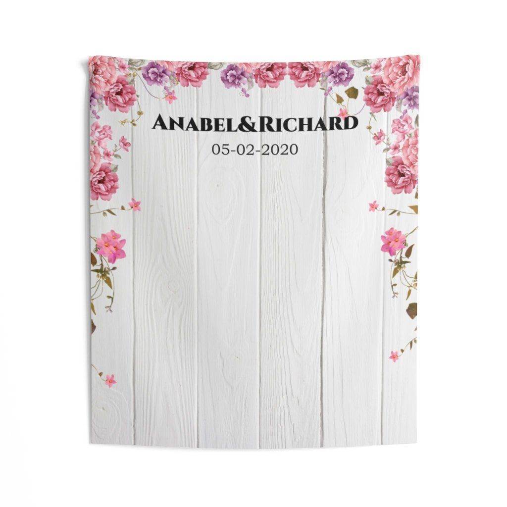 Personalized White Wood Pink Floral Wedding backdrop - iJay Backdrops