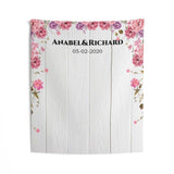Personalized White Wood Pink Floral Wedding backdrop - iJay Backdrops