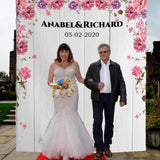 Personalized White Wood Pink Floral Wedding backdrop - iJay Backdrops