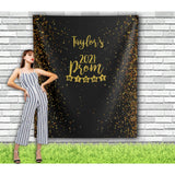 Personalized Prom Backdrop - Black and Gold - iJay Backdrops
