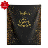 Personalized Prom Backdrop - Black and Gold - iJay Backdrops