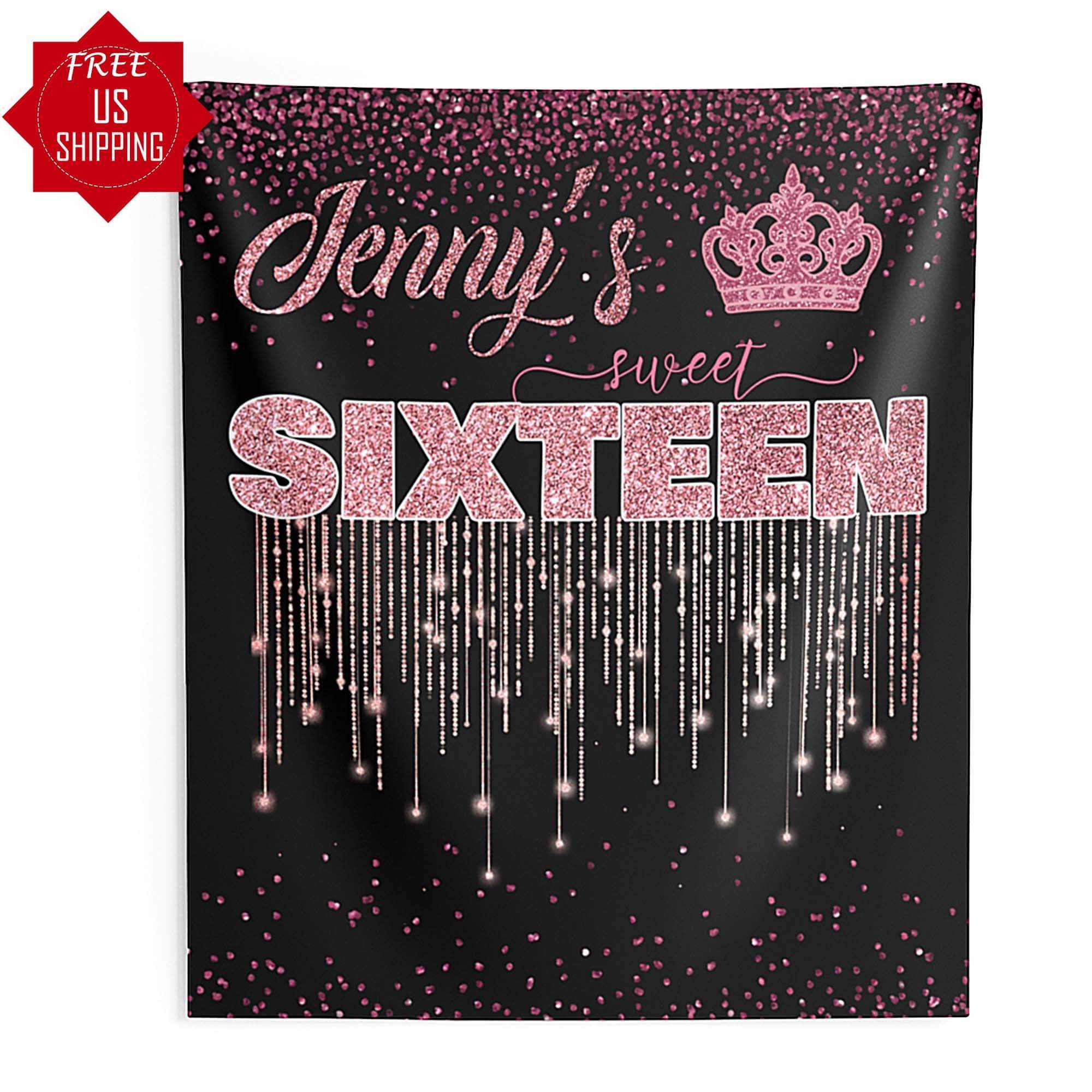 Rose Gold Sweet 16 Backdrop - iJay Backdrops