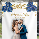 Royal Blue and Gold Wedding Decor Backdrop