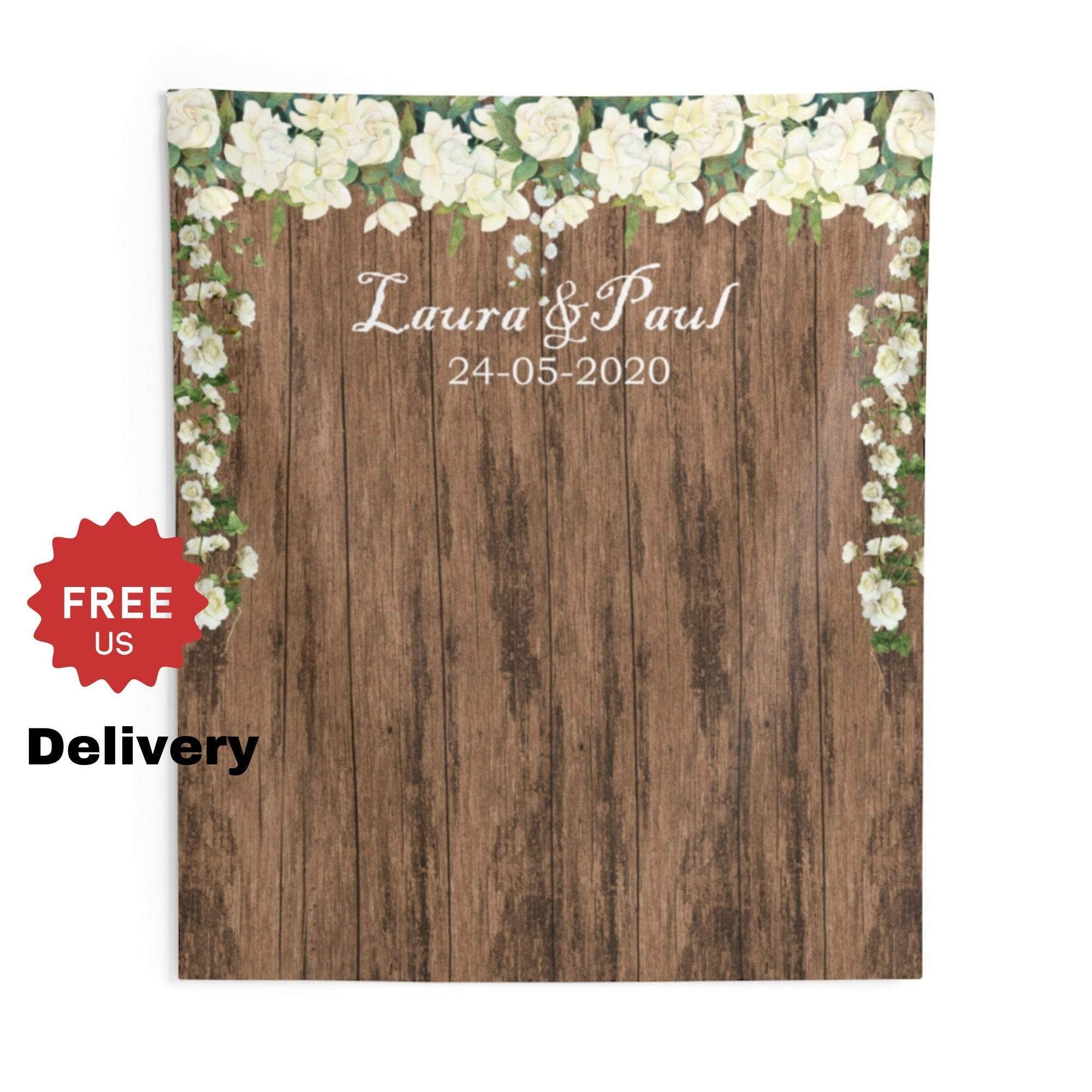 Rustic Floral Wedding Backdrop - iJay Backdrops