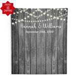 Barn Wedding Backdrop with Lights/ Gray Wedding Decor - iJay Backdrops