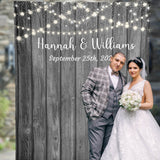 Barn Wedding Backdrop with Lights/ Gray Wedding Decor - iJay Backdrops