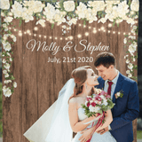 Rustic Wood Background With String Lights - iJay Backdrops