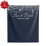 Navy and Silver Wedding Backdrop - iJay Backdrops