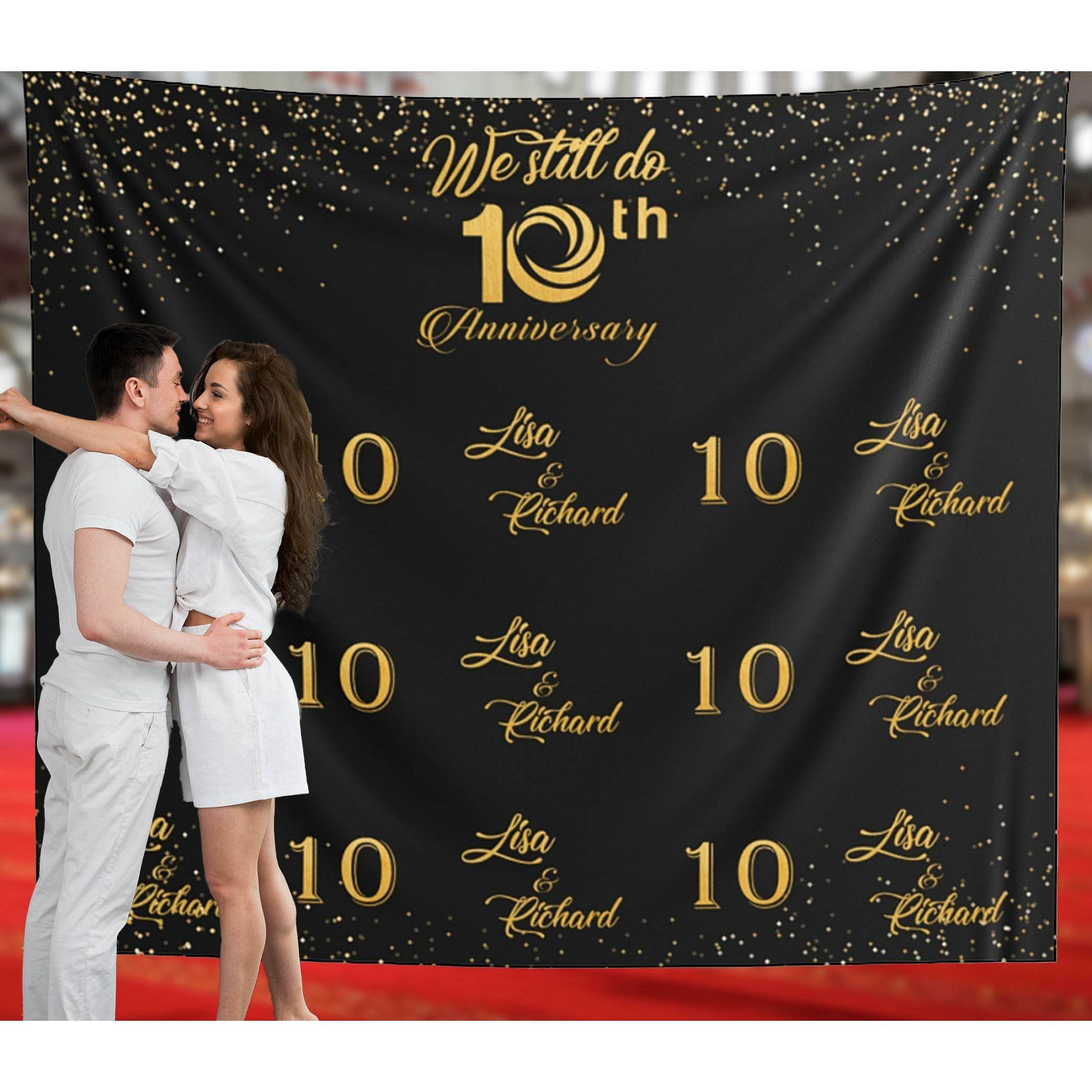 Step and Repeat Anniversary Banner, 10 year Happy Anniversary Backdrop - iJay Backdrops