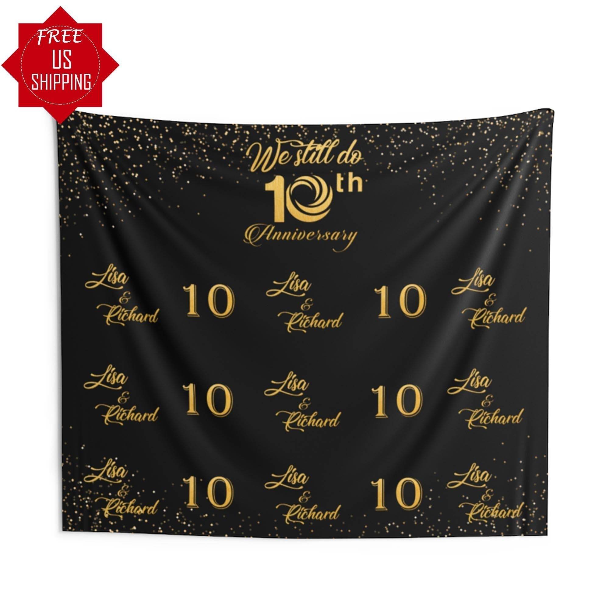 Step and Repeat Anniversary Banner, 10 year Happy Anniversary Backdrop - iJay Backdrops