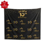 Step and Repeat Anniversary Banner, 10 year Happy Anniversary Backdrop - iJay Backdrops