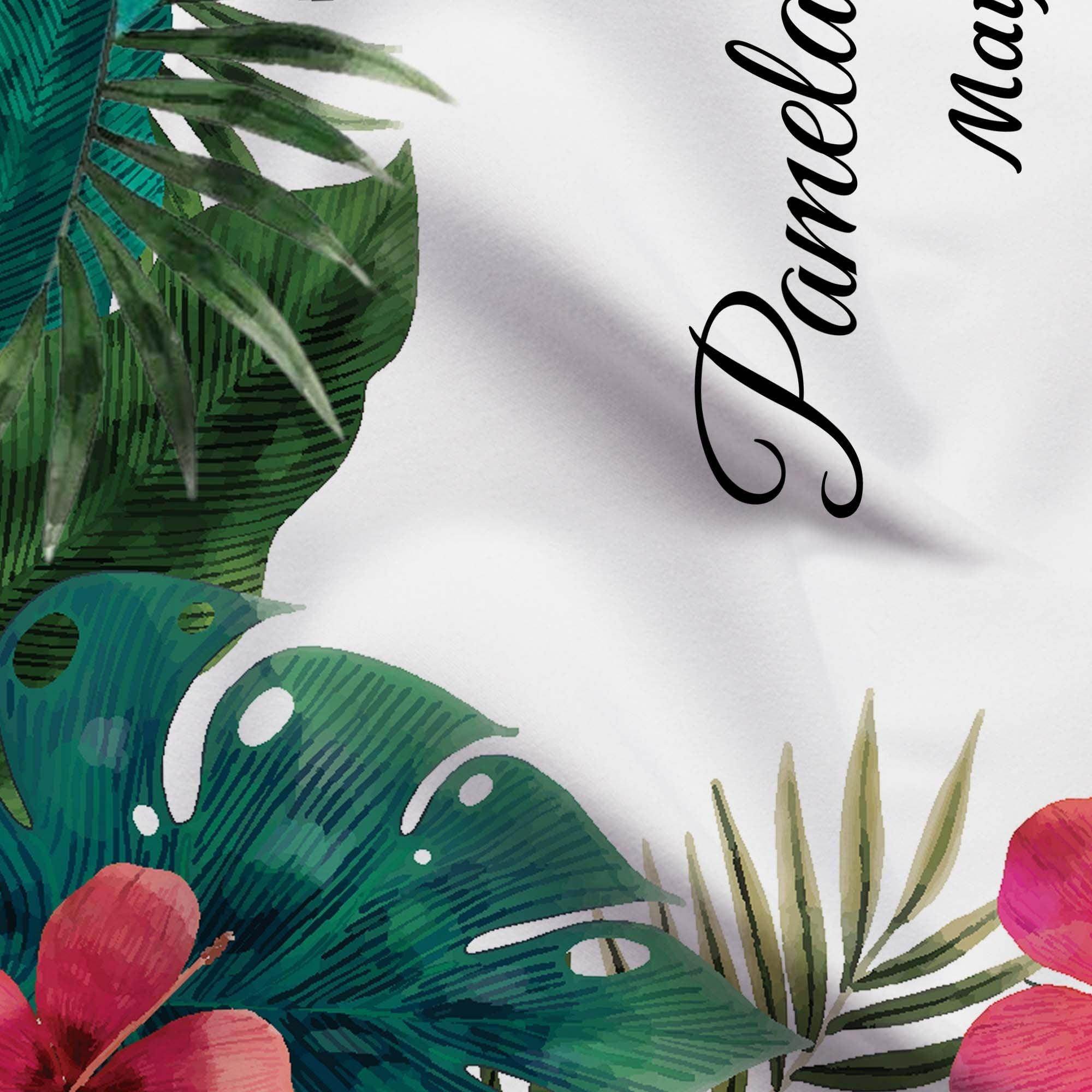 Greenery & Pink Tropical Wedding backdrop - iJay Backdrops