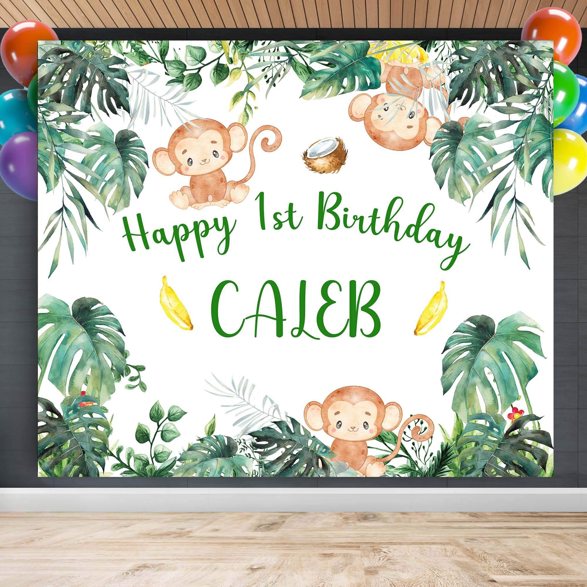 Monkey Birthday Backdrop - iJay Backdrops