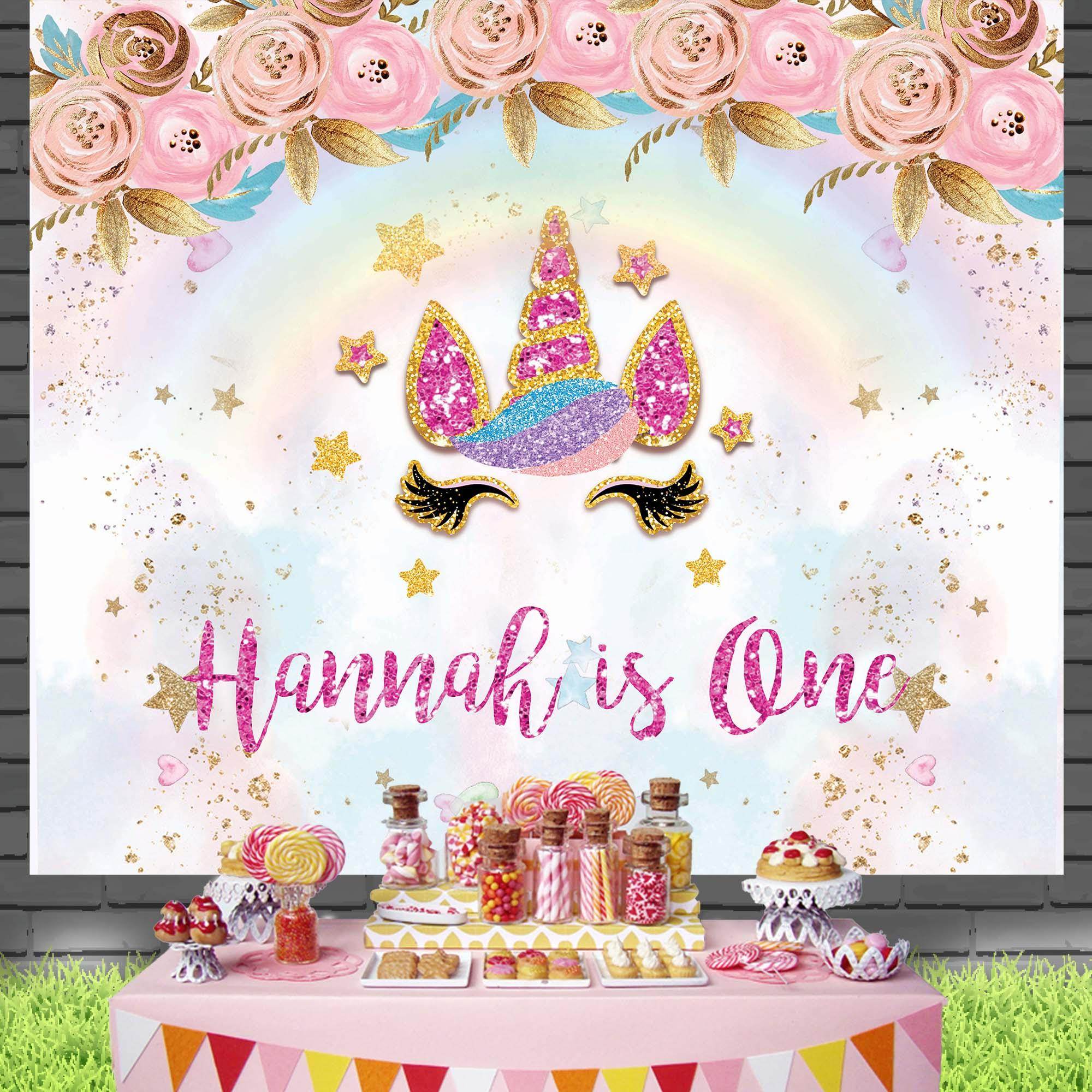 Unicorn Birthday Theme Backdrop for Girl Party - iJay Backdrops