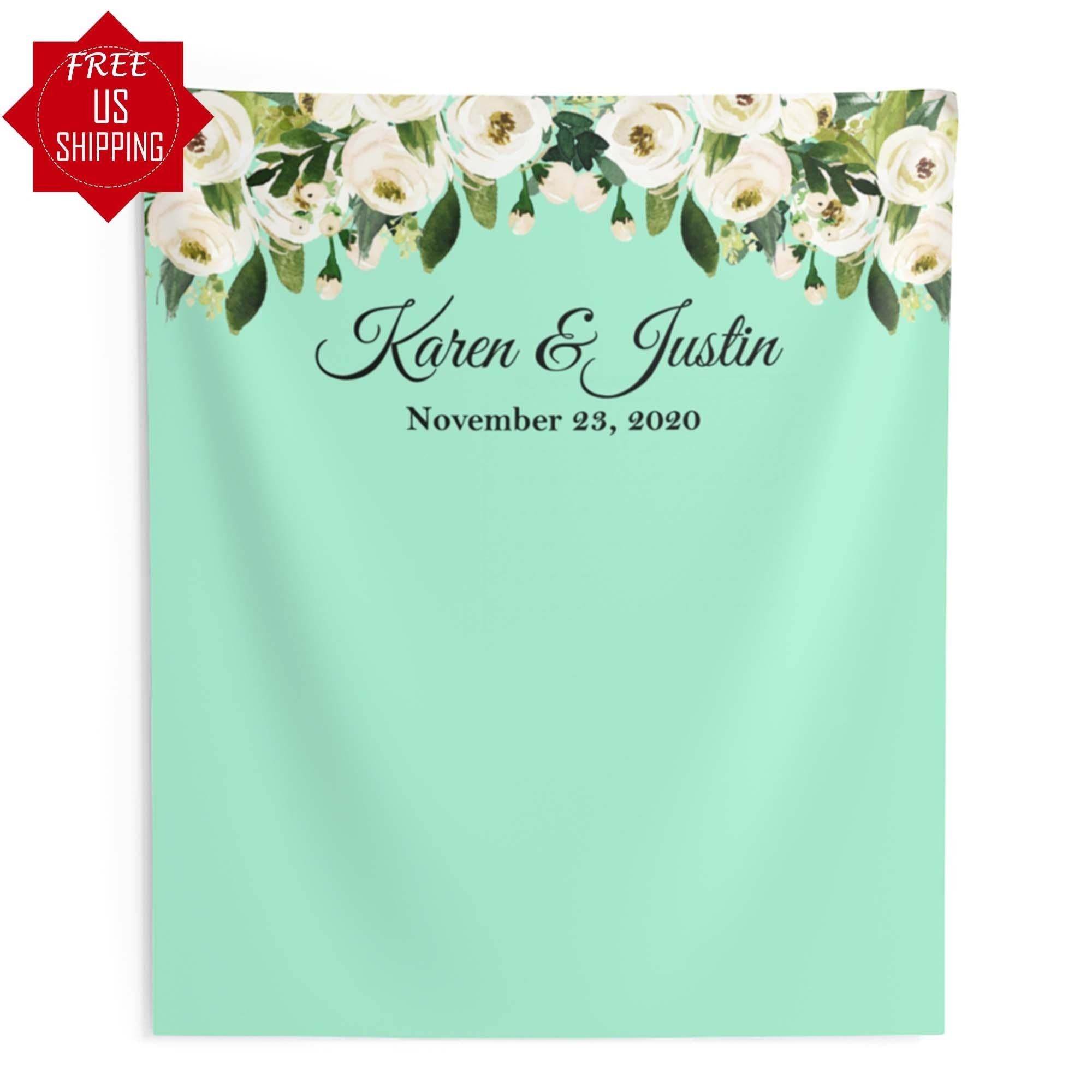 Mint Green Floral Backdrop - iJay Backdrops
